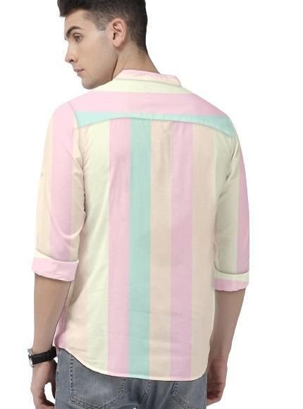 Men's Color Block Spread Collar Shirt