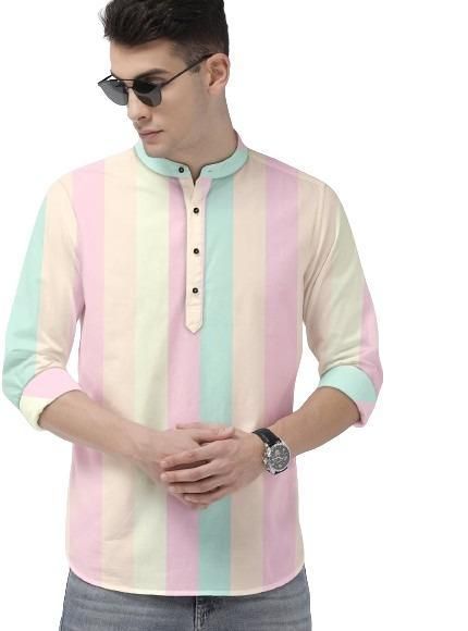 Men's Color Block Spread Collar Shirt