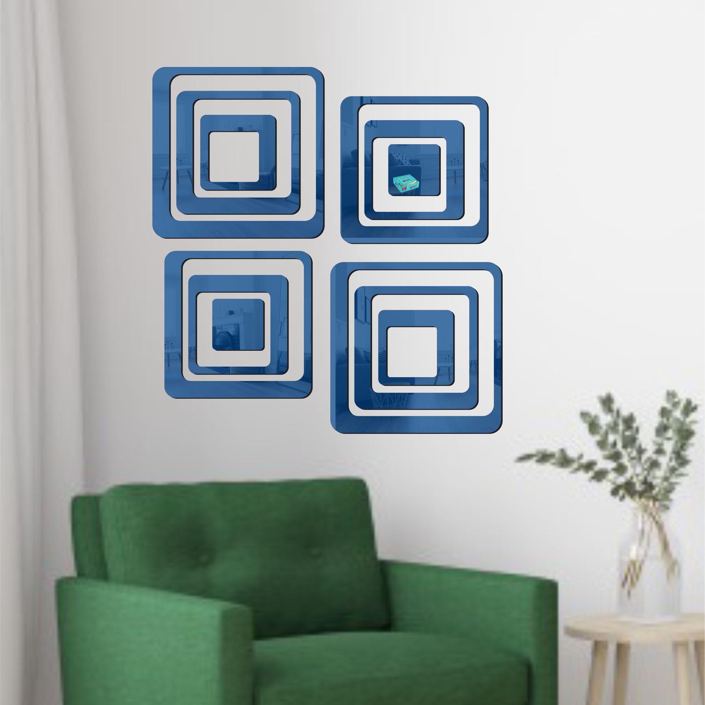 3D Acrylic Mirror Wall Sticker Decoration Blue