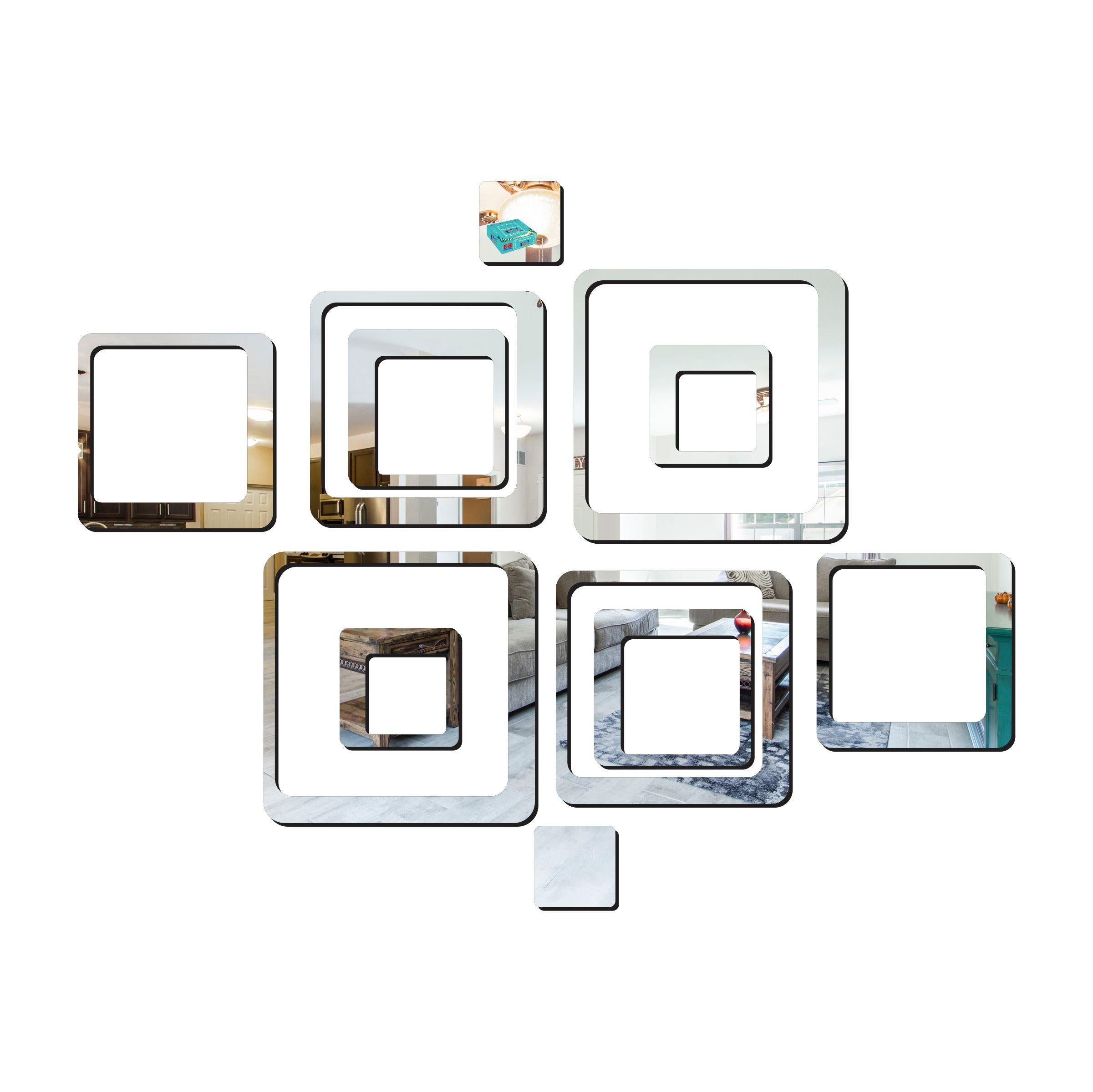 3D Acrylic Mirror Wall Sticker Decoration Silver colour