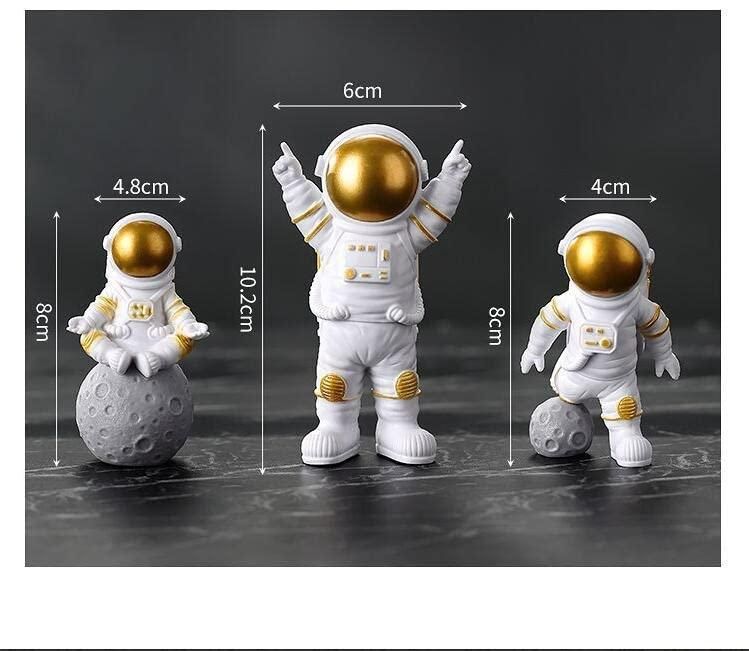 Astronaut Spaceman Statue Ornament  Figurine Decors Set of 3 - Golden