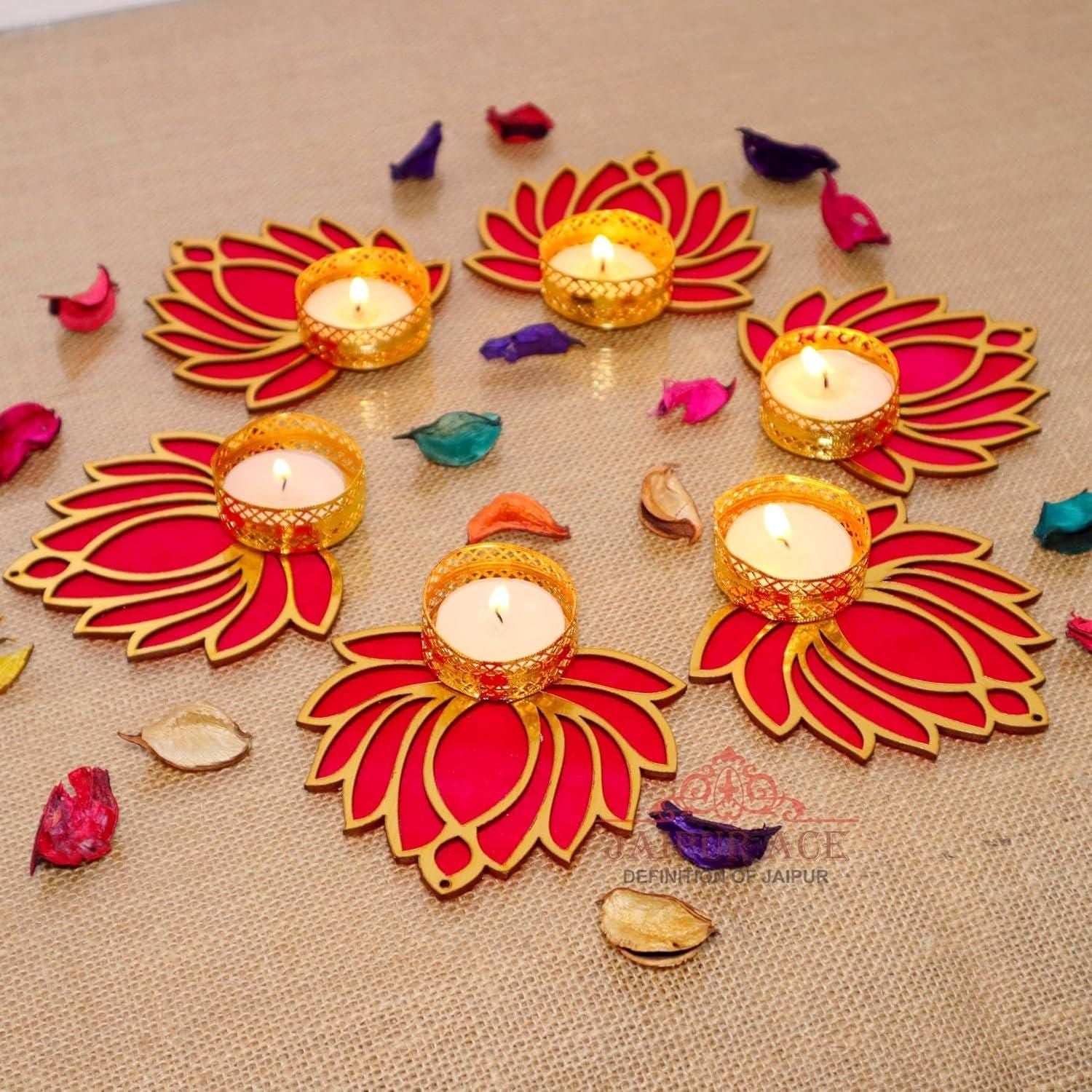 Traditional Lotus Candle Holder (Pack of 4)