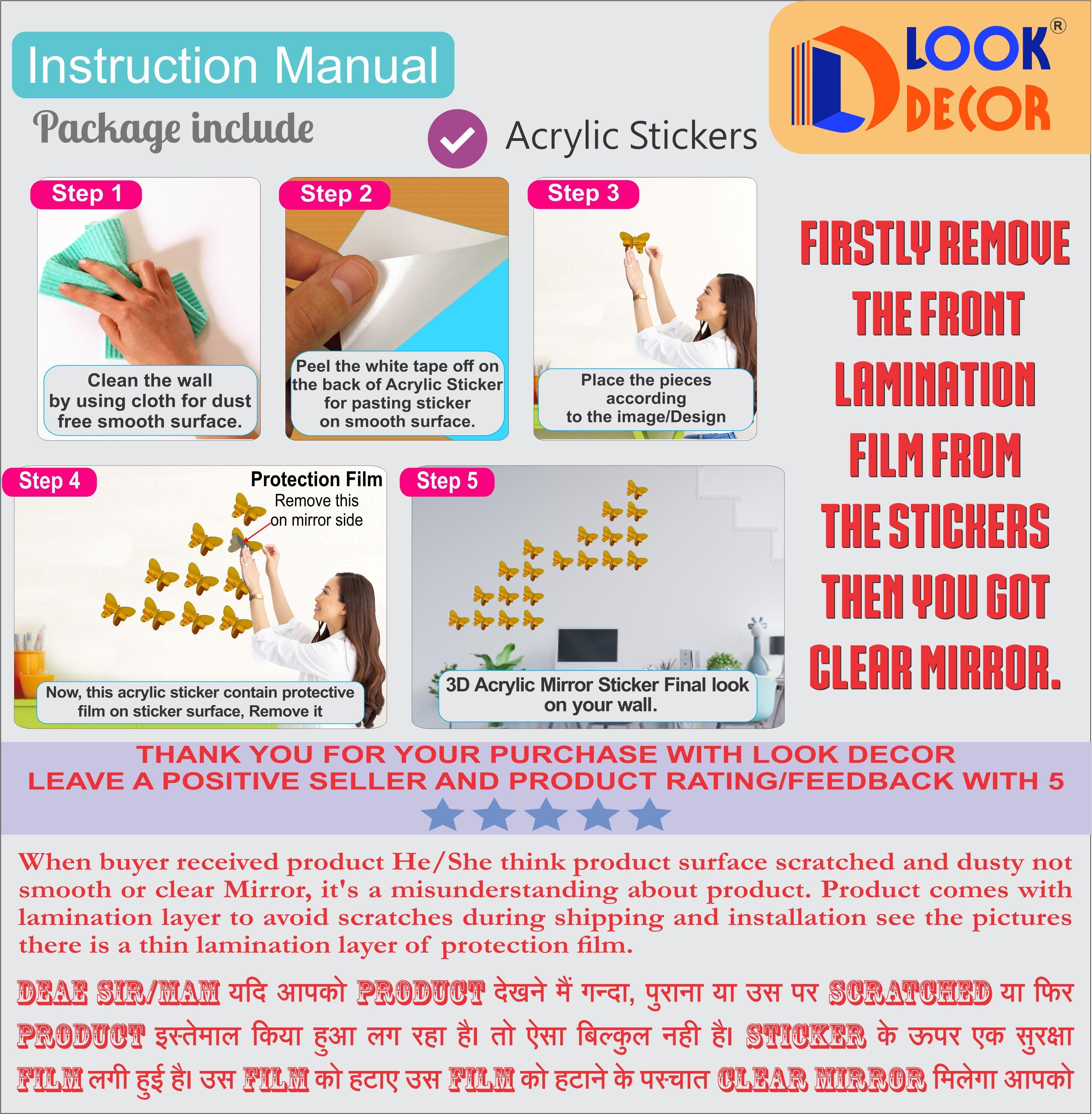 Unique Shape 3D Acrylic Mirror Wall Sticker Decoration