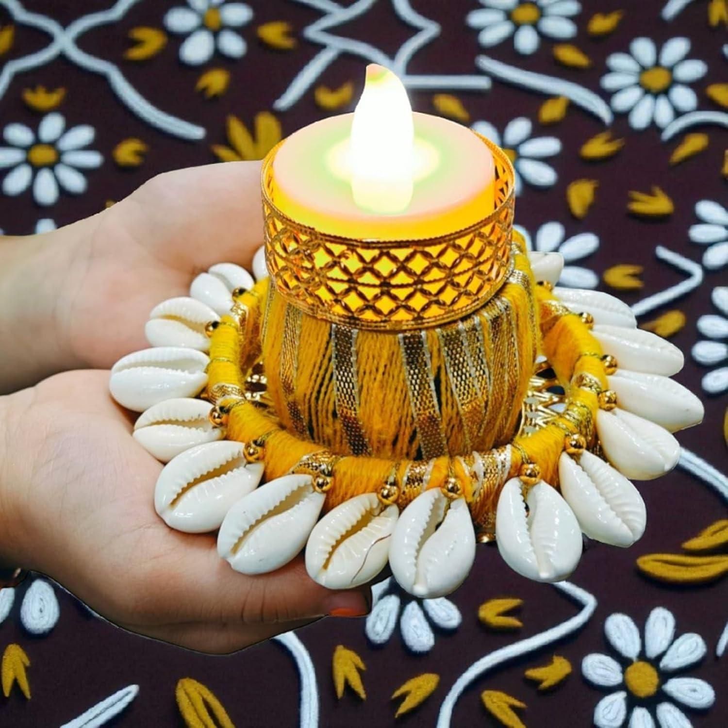Cowrie Dholakh Tealight Holder Pack of 2
