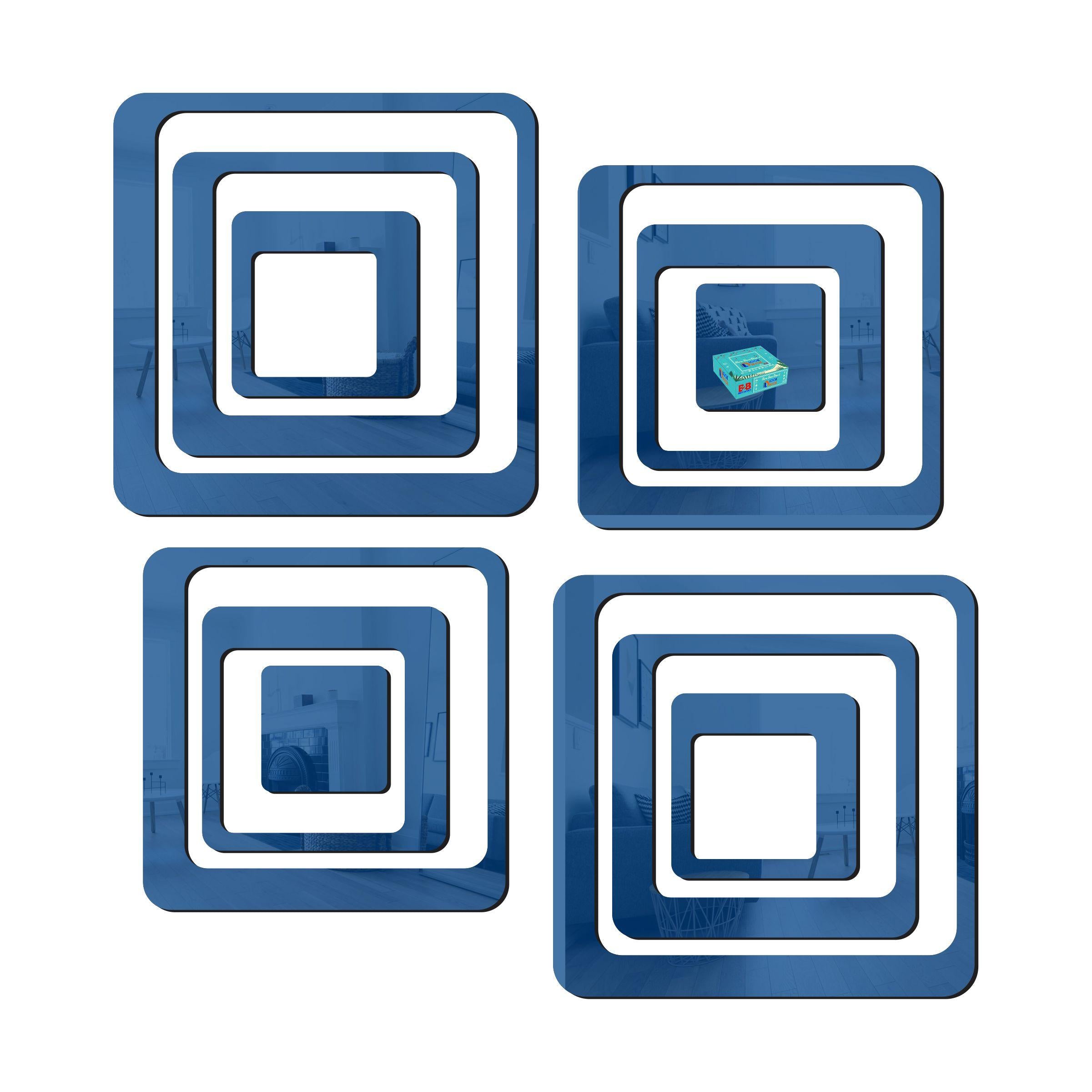 3D Acrylic Mirror Wall Sticker Decoration Blue