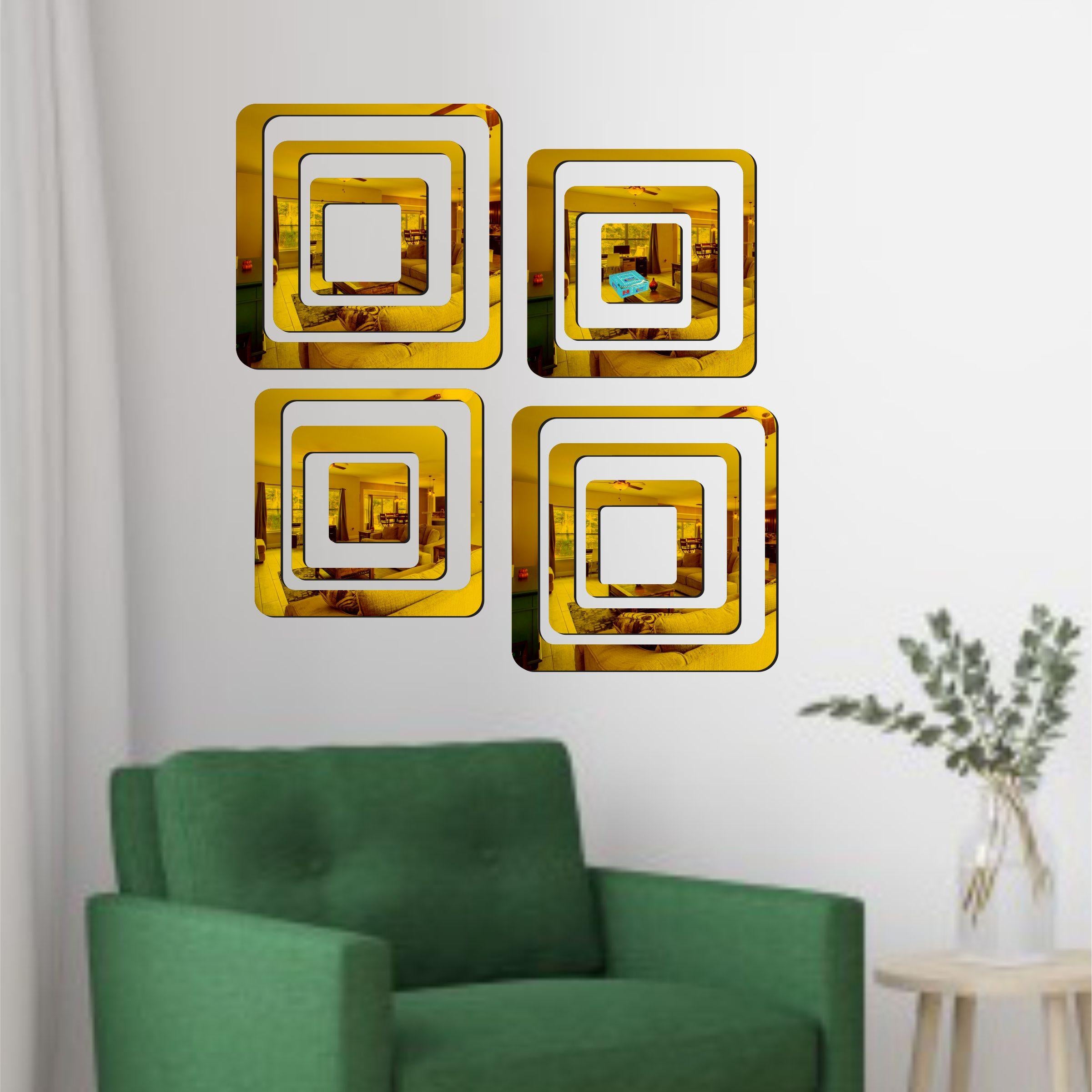 Golden 3D Acrylic Mirror Wall Sticker Decoration
