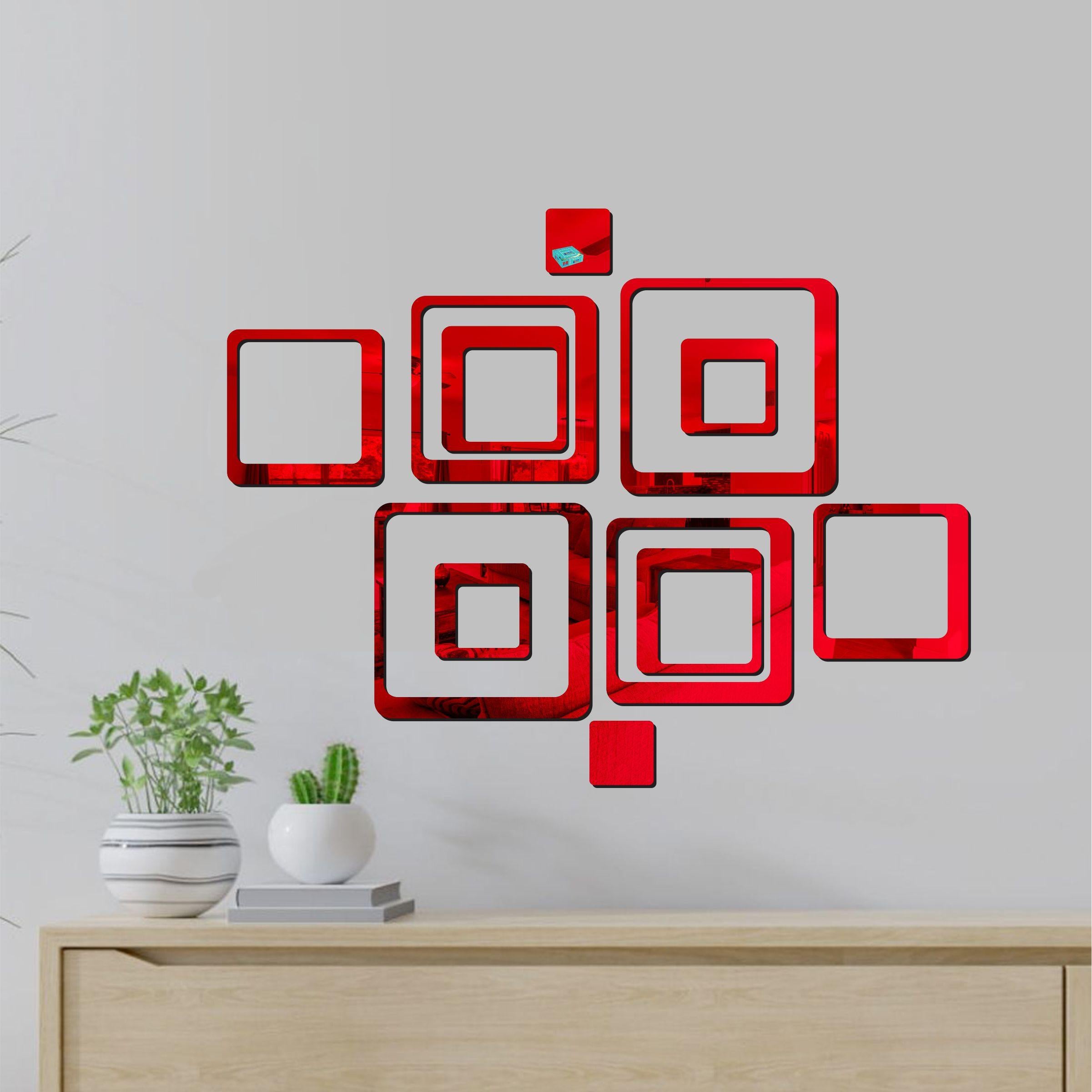 3D Acrylic Mirror Wall Sticker Decoration Red