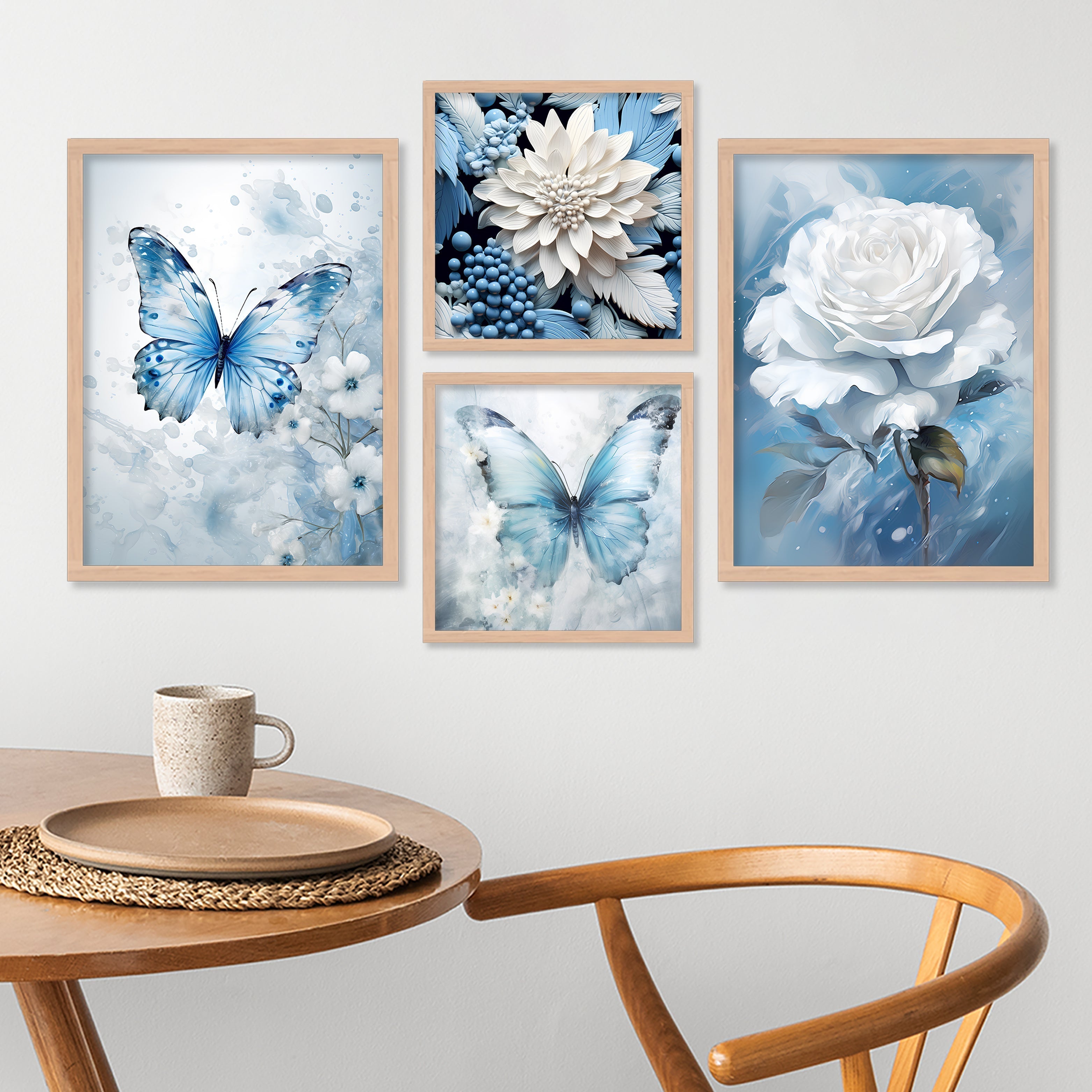 White Rose With Butterfly Art