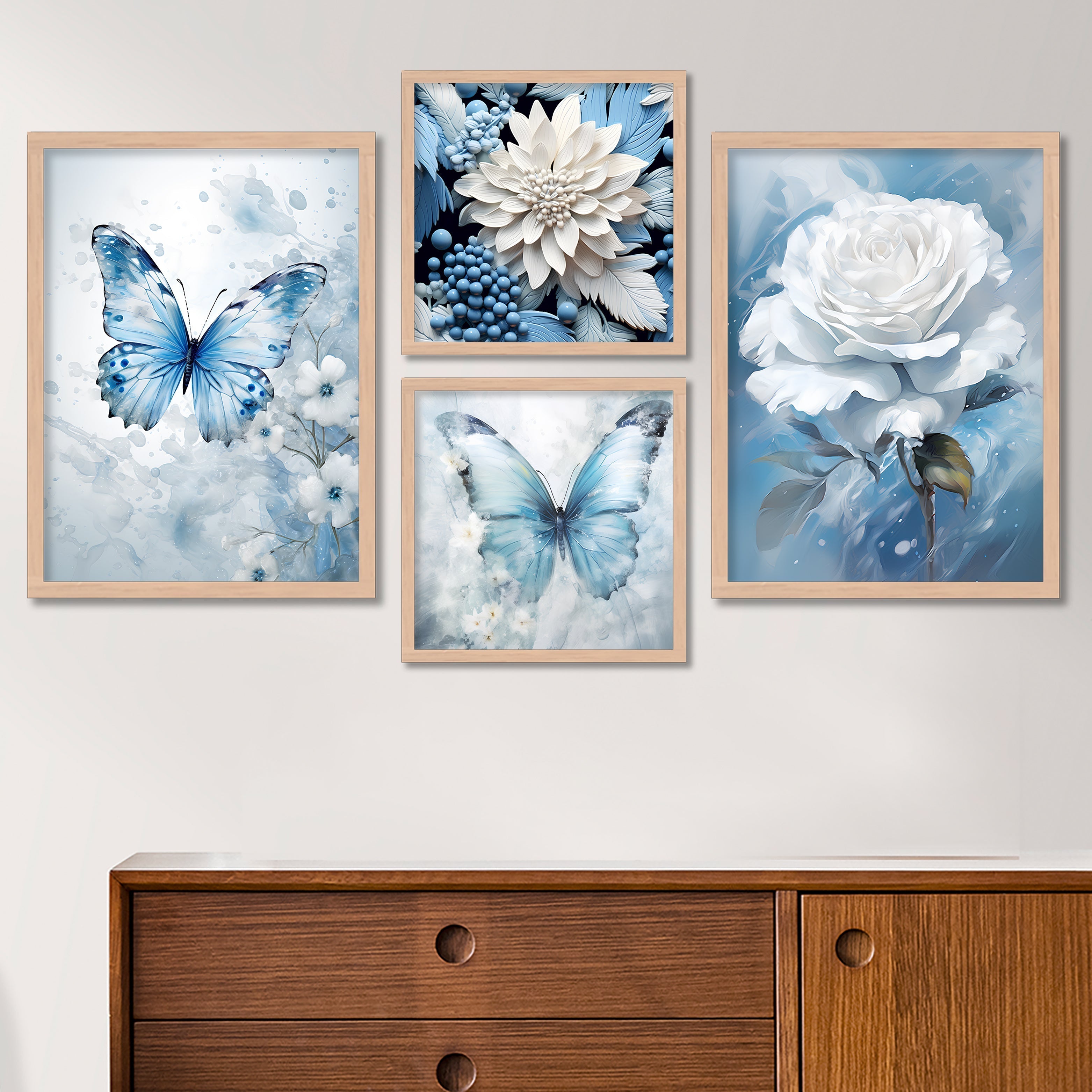 White Rose With Butterfly Art