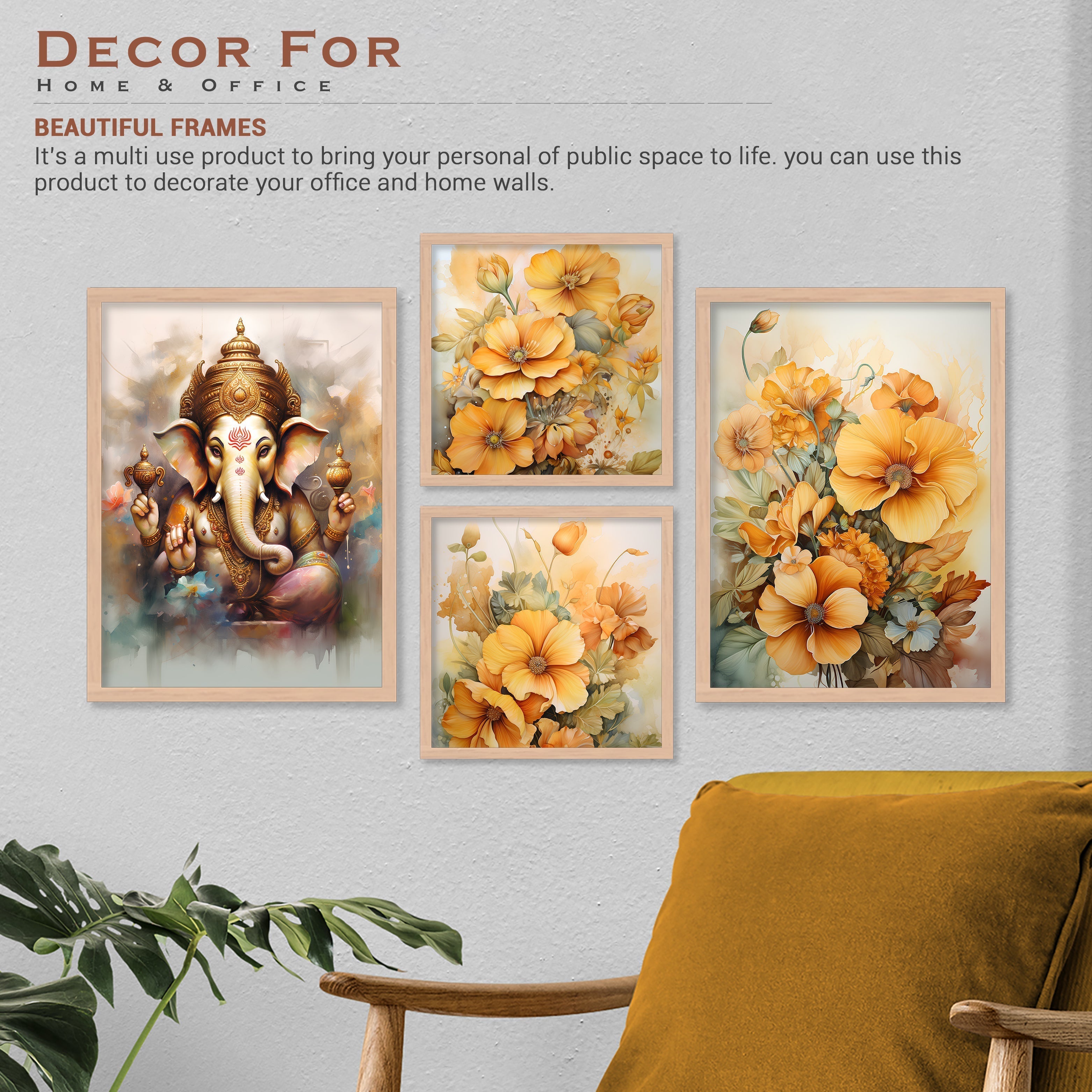 Ganpati Bappa Golden Flower Art