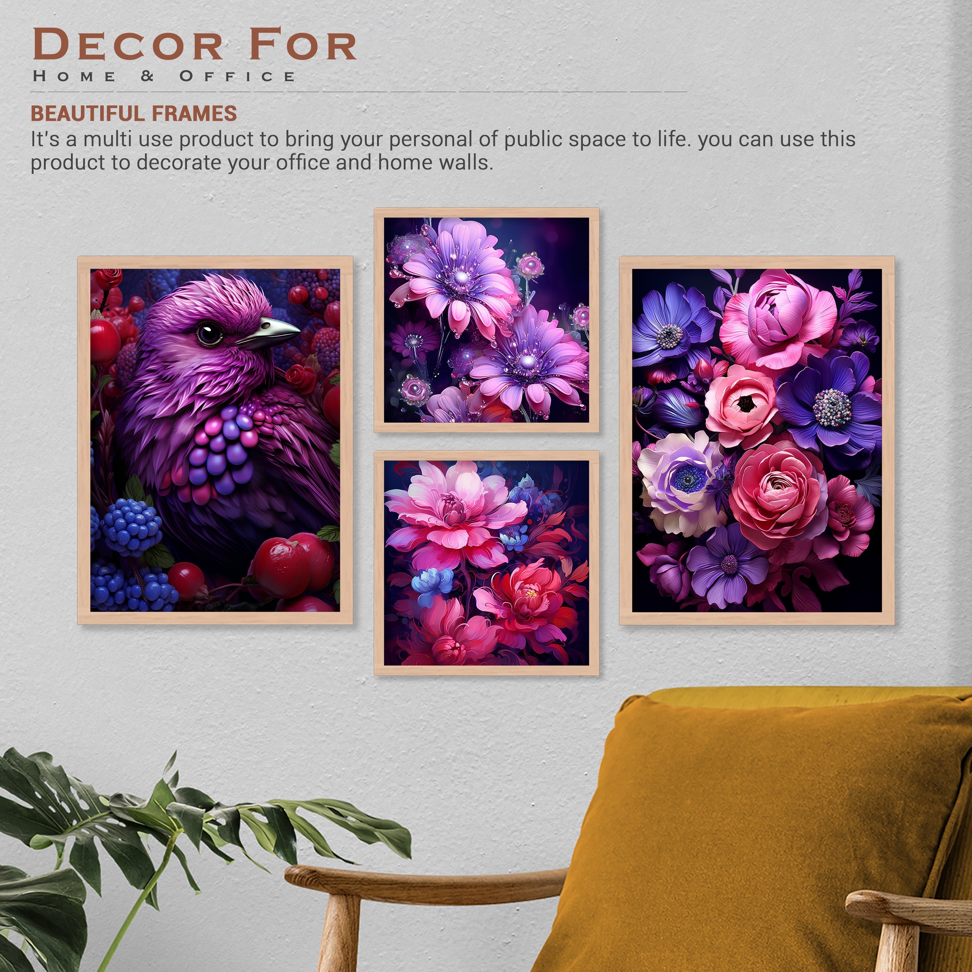 Purple Flower And Bird