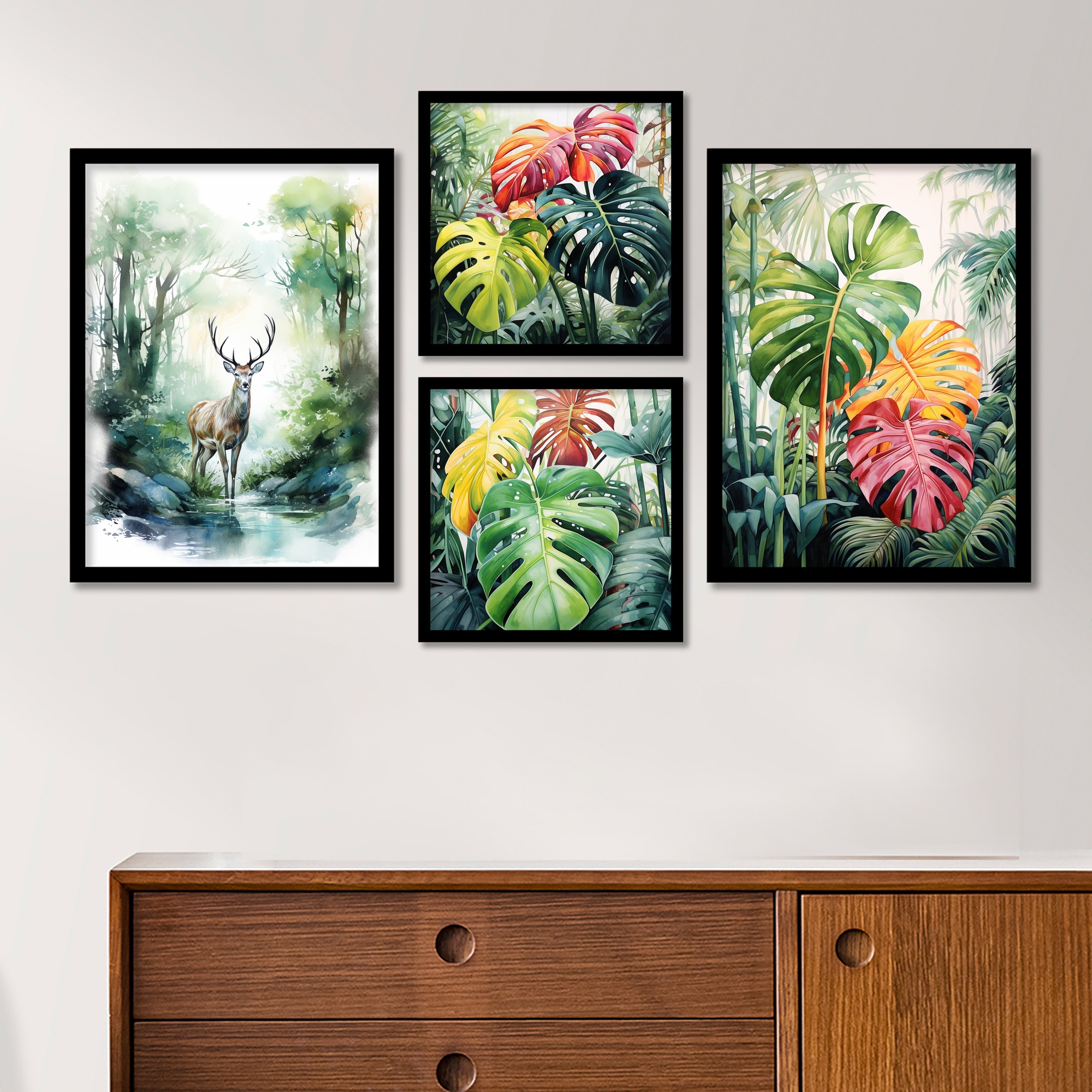 Paintings Set Of - 4 (Black)