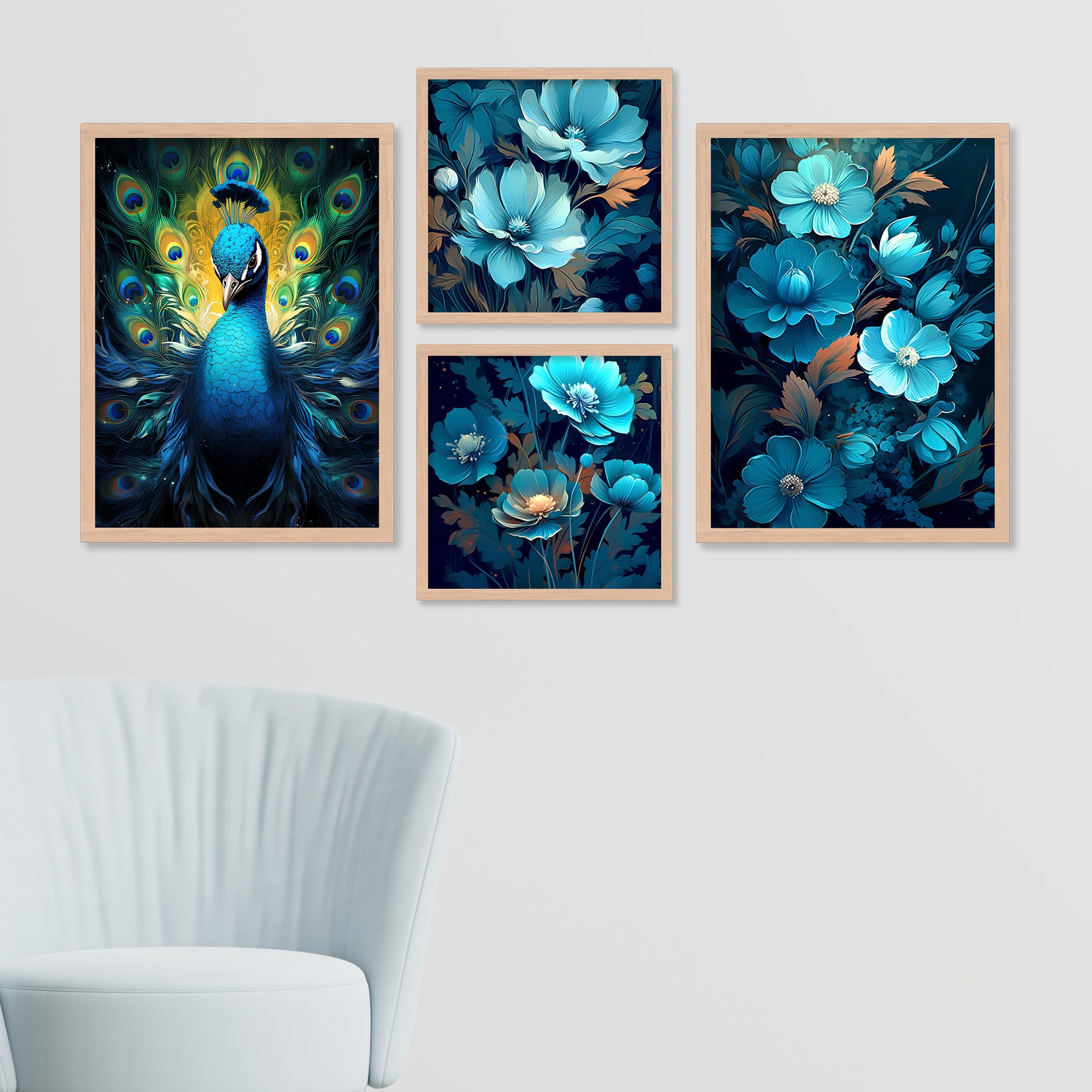 Blue Coloured Flower Peacock