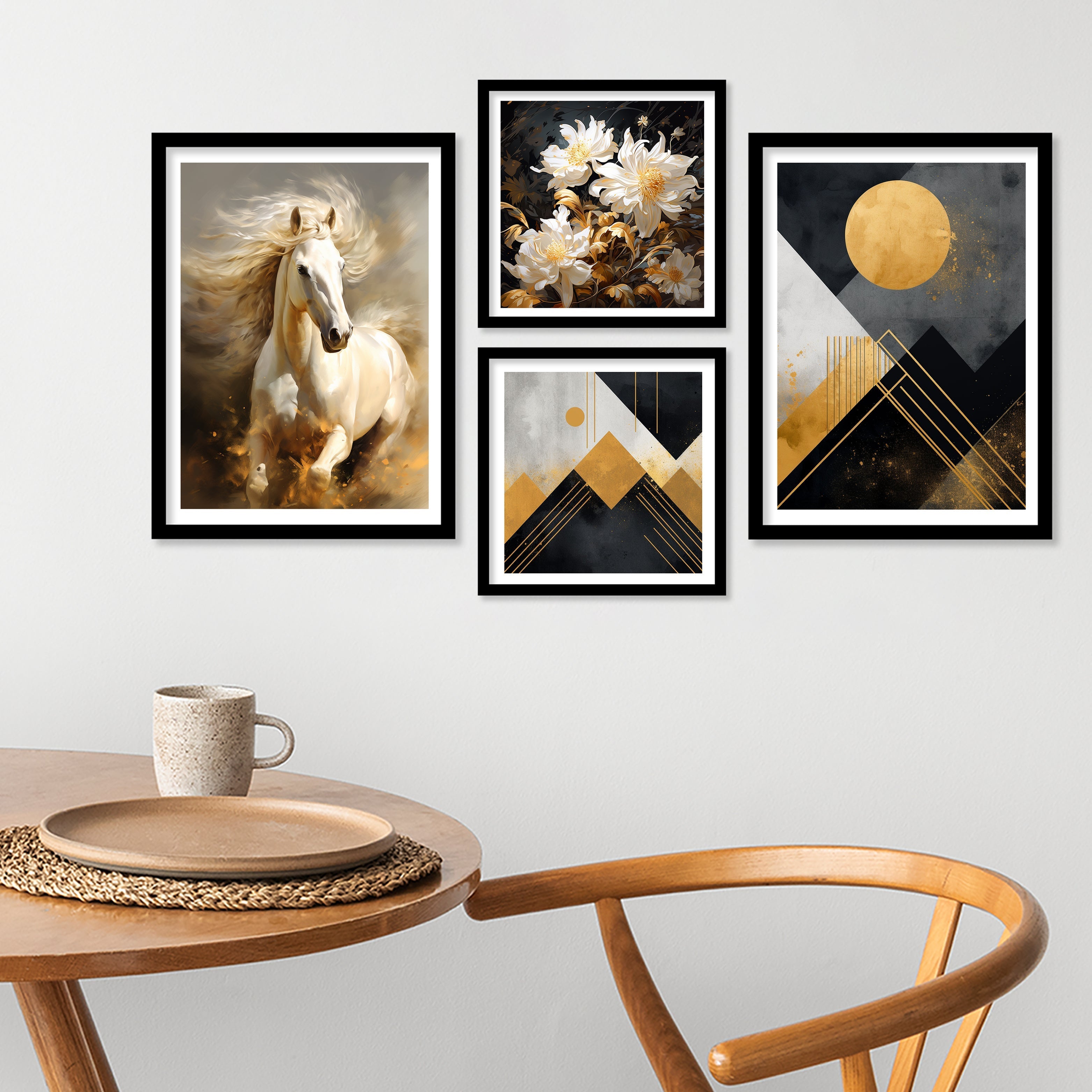 Running Horse With Golden Design