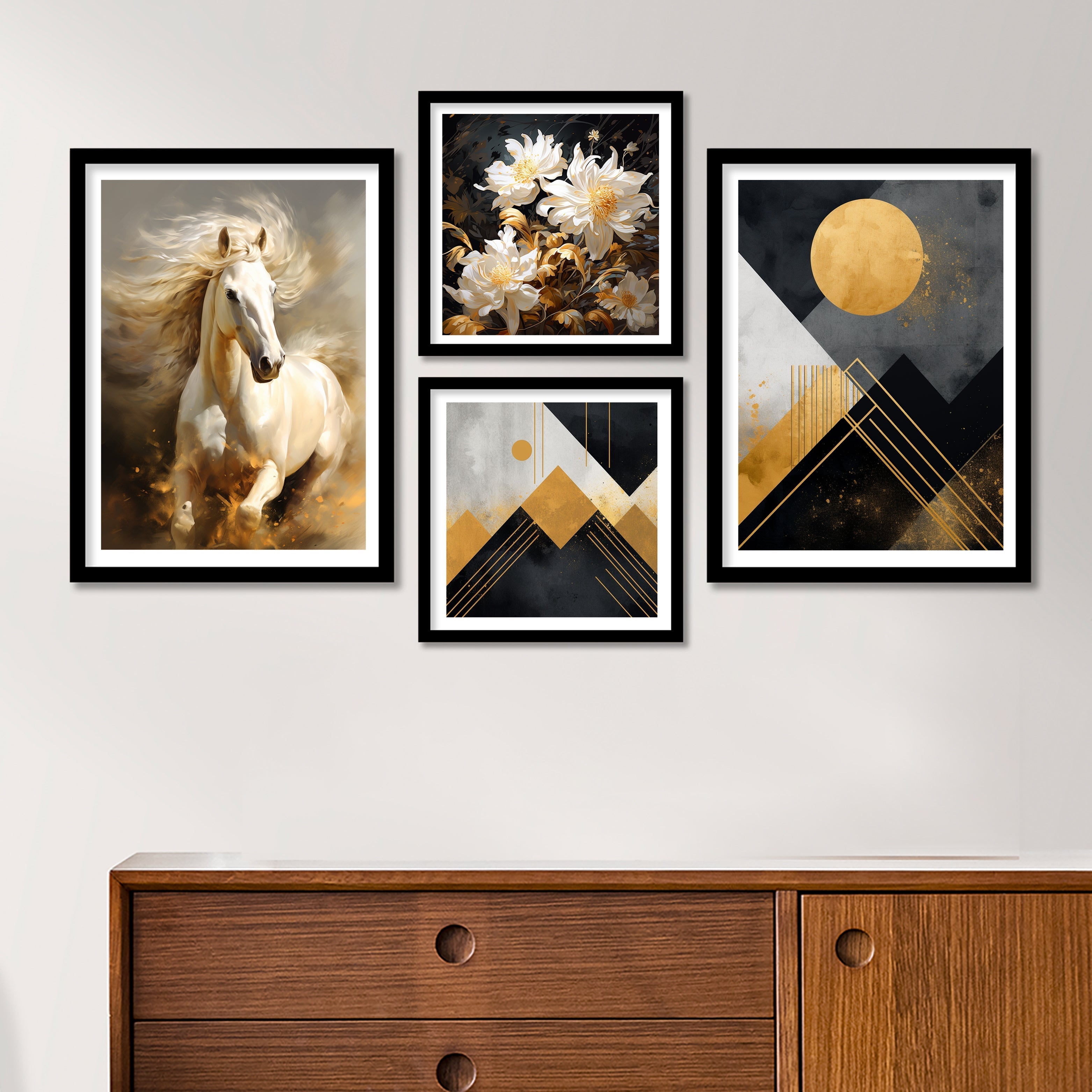 Running Horse With Golden Design