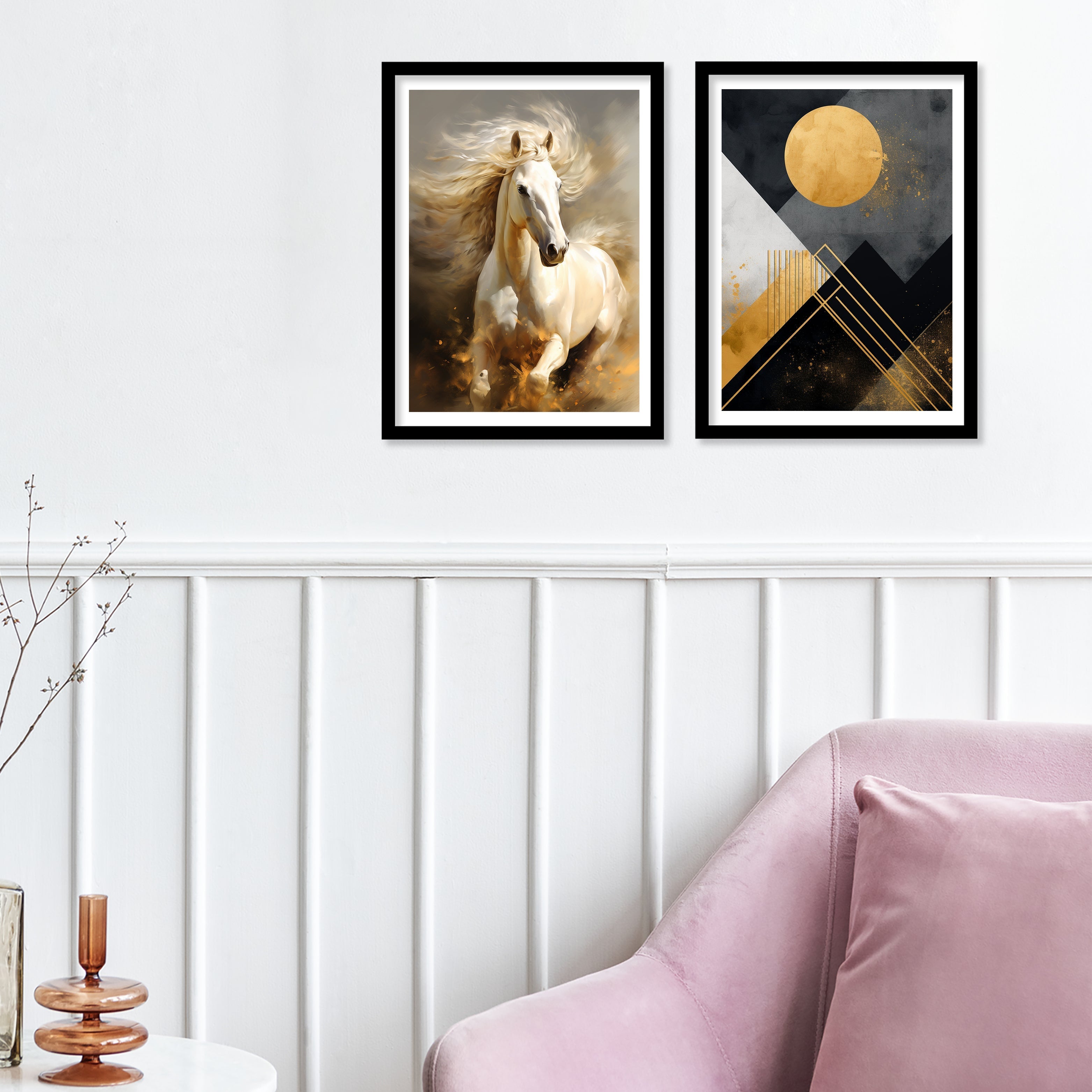 Running Horse With Golden Design