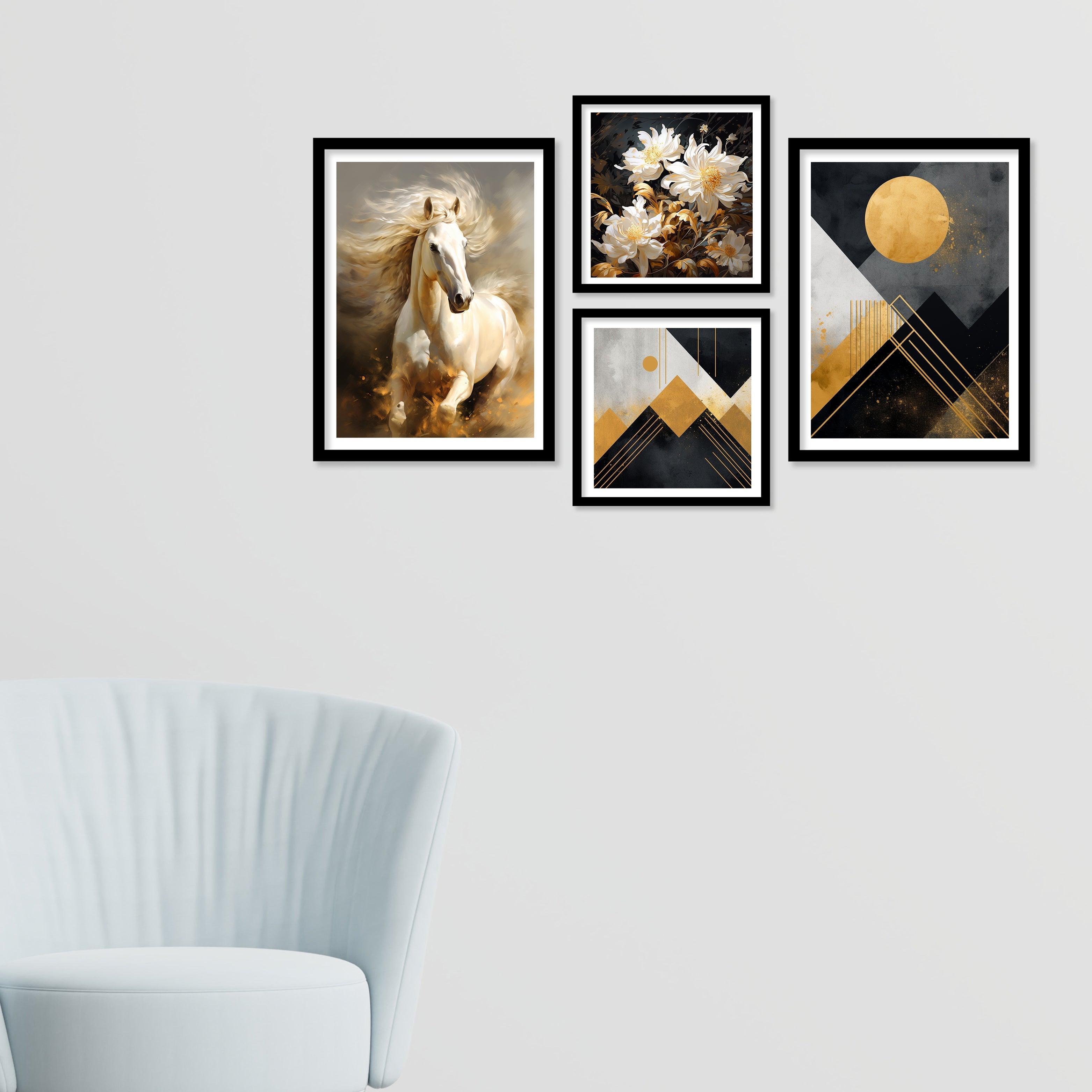 Running Horse With Golden Design