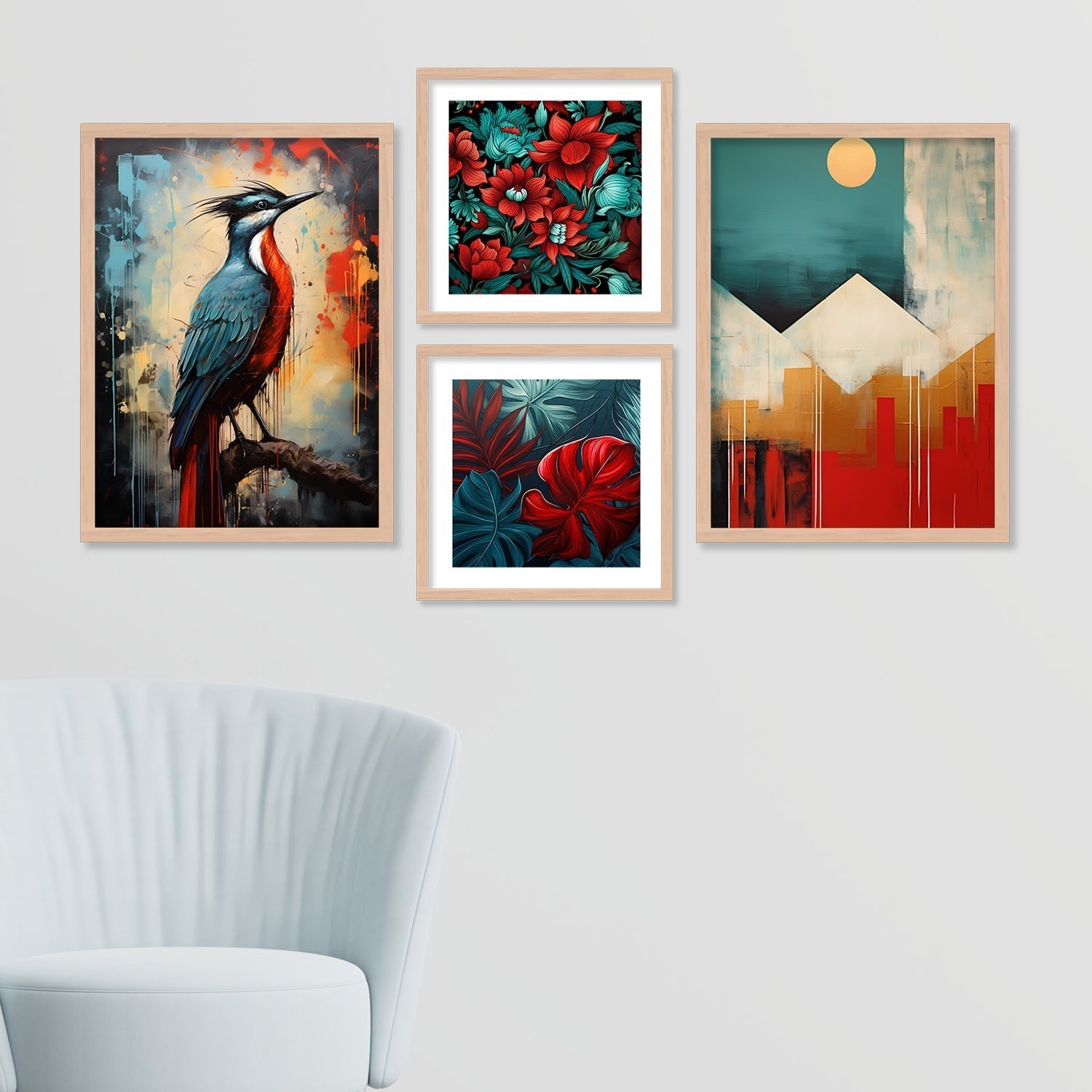 Bird With Flower Painting