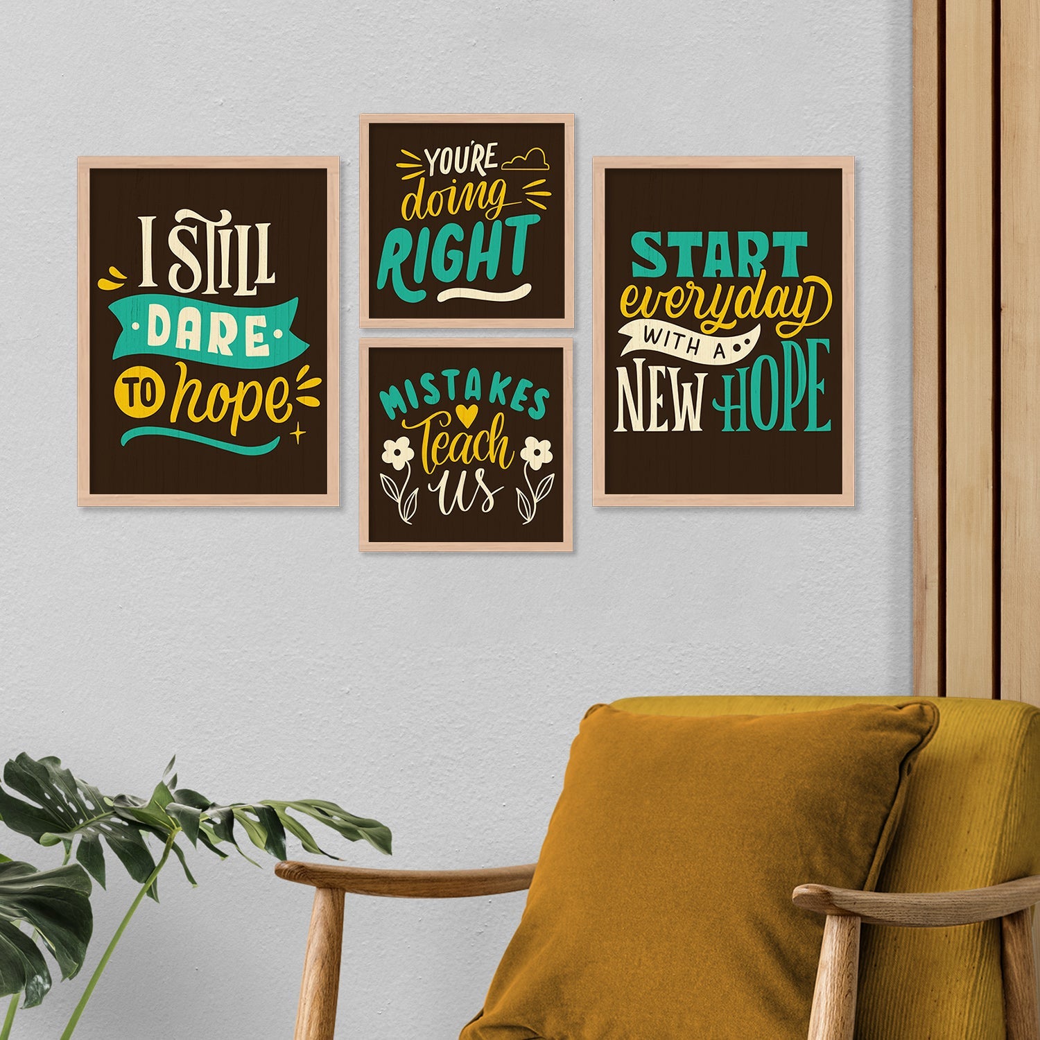 Motivational Set Of - 4 (Brown)