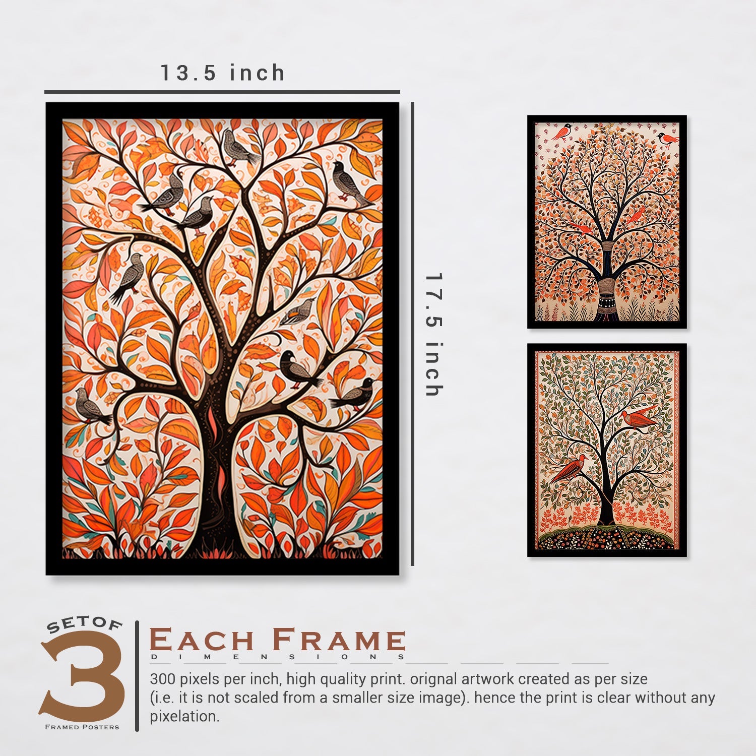 Multicolour Tree Wall Painting