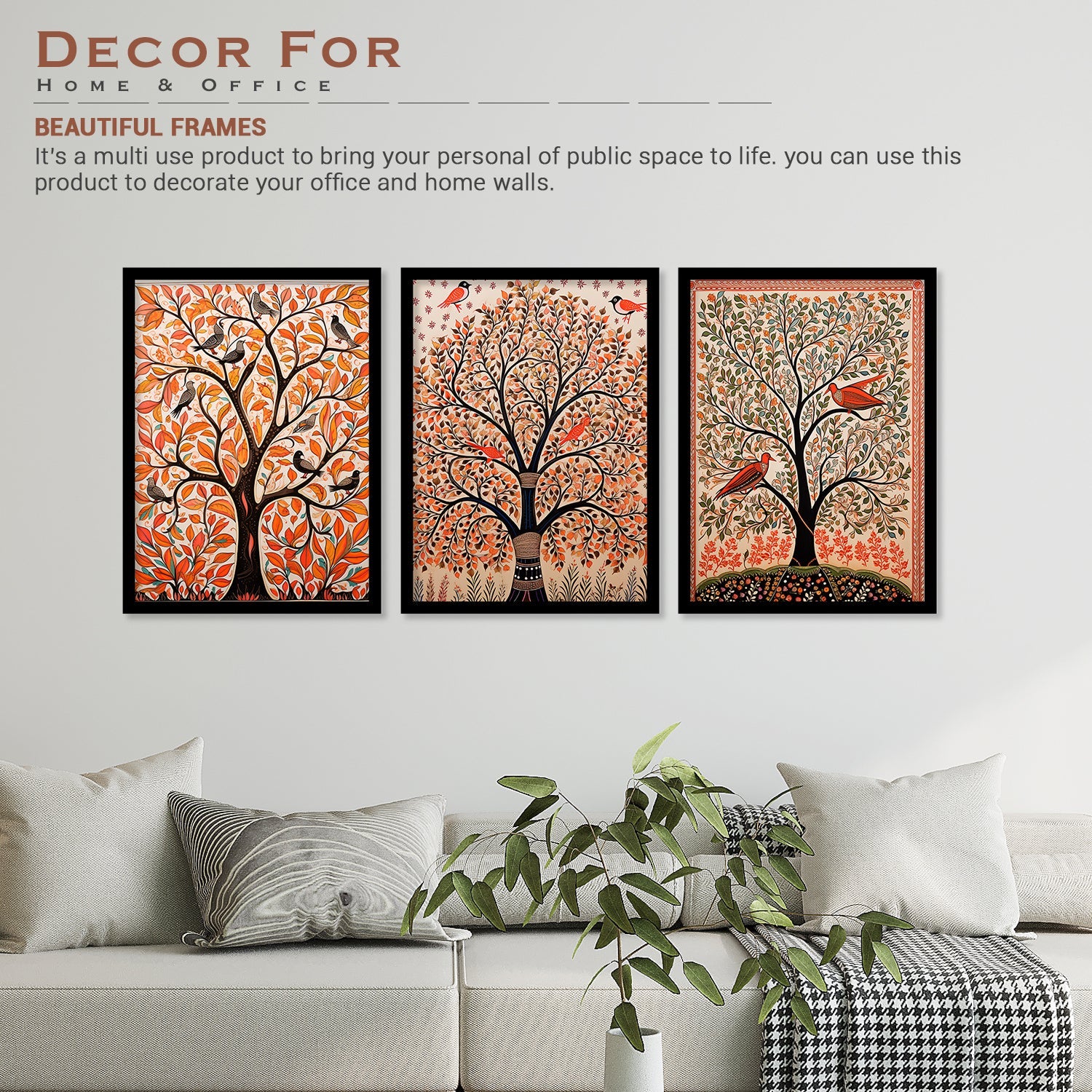 Multicolour Tree Wall Painting