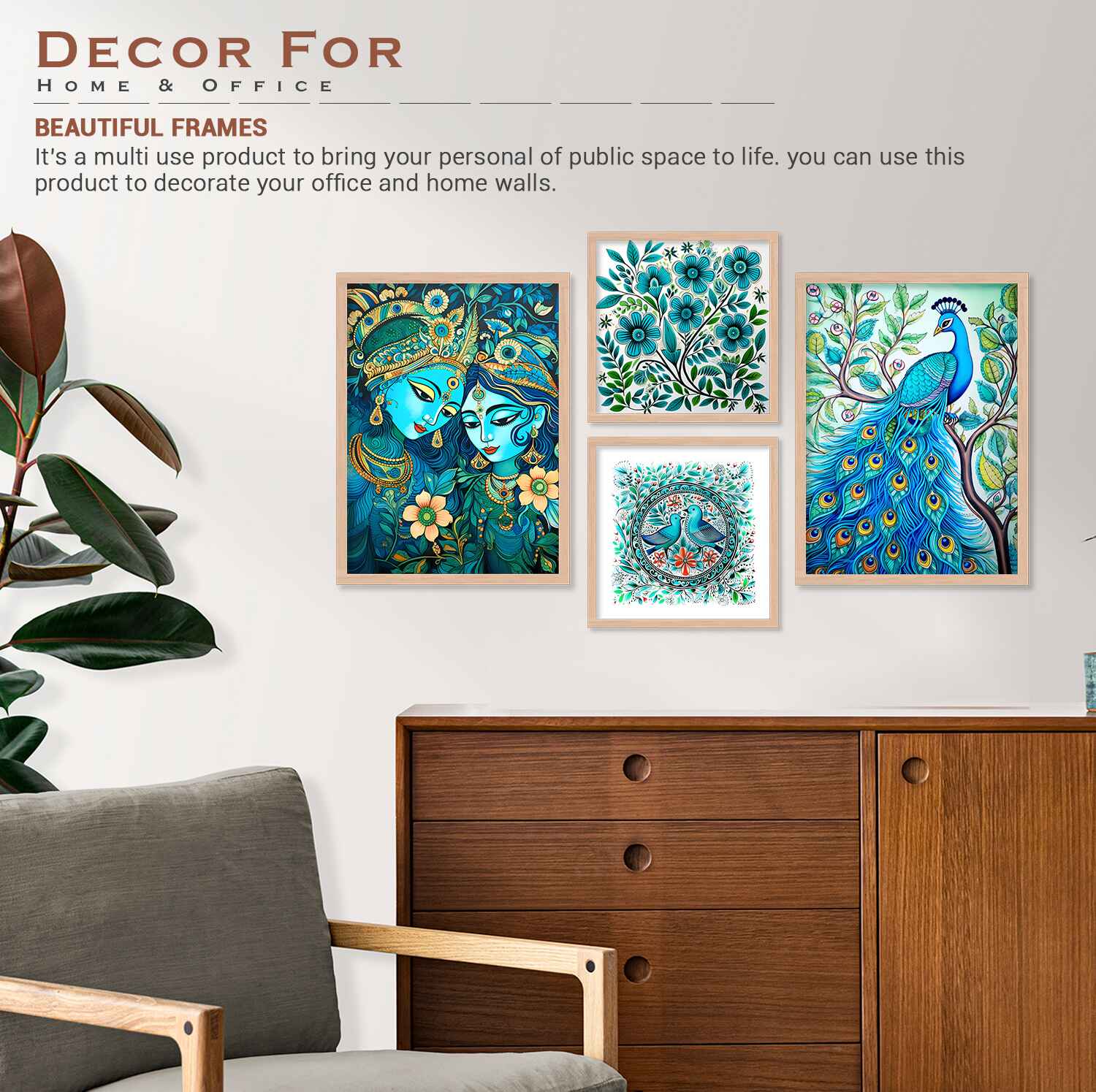 Radha Krishna With Peacock